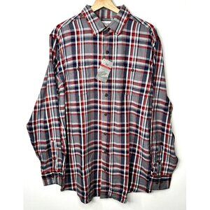 Wind River Mens Shirt Flannel Long Sleeve Button Up Red Gray Plaid Size LT NWT